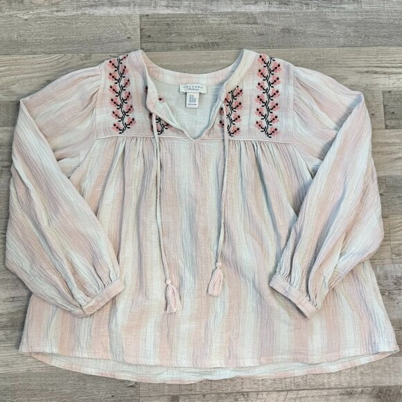 Calypso St. Barth Floral Embroidered Peasant Style Top K8 - Picture 1 of 6